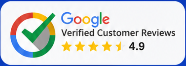 Google verified customer reviews - 4.9 stars